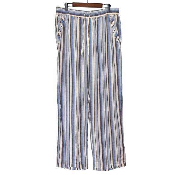 Artisan NY 100% Linen Blue, Pink & Ivory Striped Pants - Size L - Picture 2 of 5